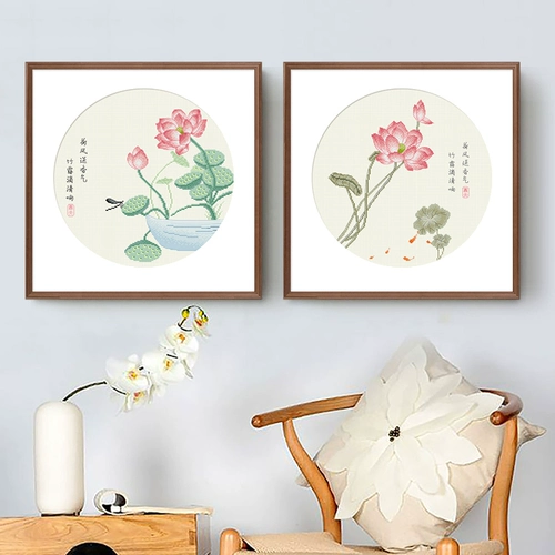 Cross -STITCH 2022 Новая линейная вышивка лотос гостиная крыльца маленькие части ручной работы, растительный цветок китайский стиль висящая живопись