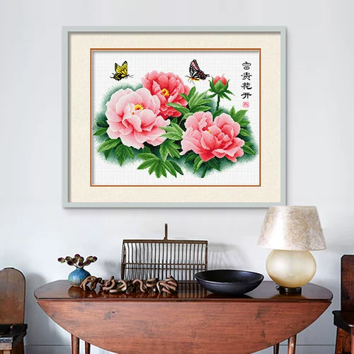 Cross -STITCH 2023 Новая линия вышитая вышитая пиона цвету