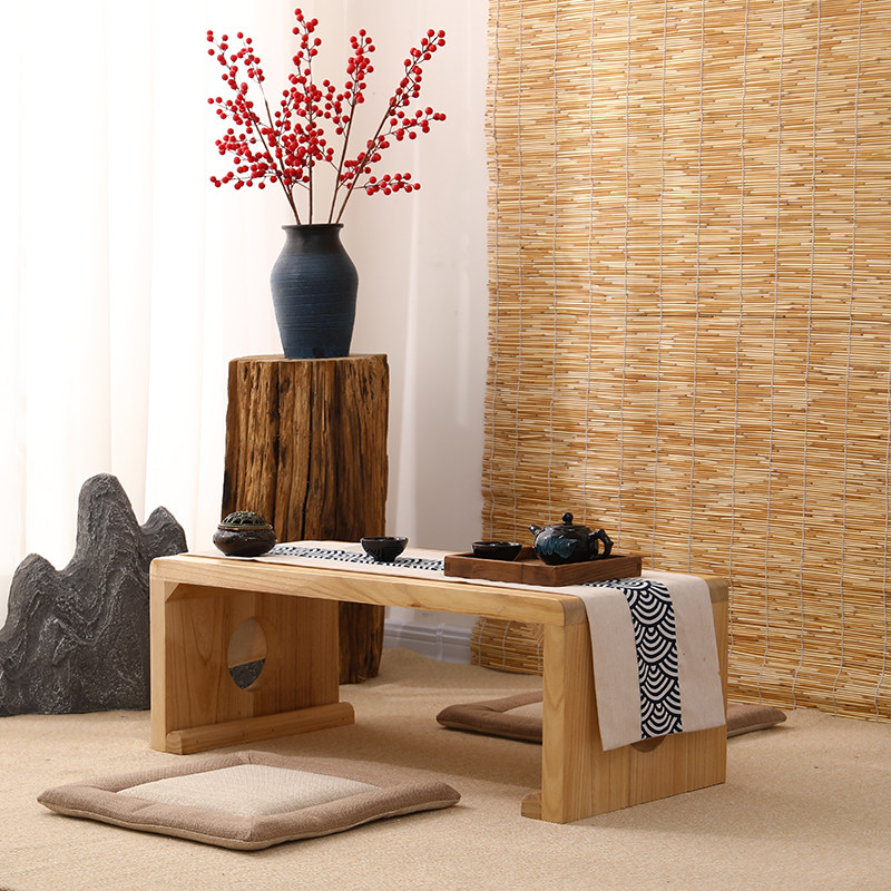 Floating window small table small tea table Japanese style solid wood kang a few tatami tea table floating windows with small table sitting ground short