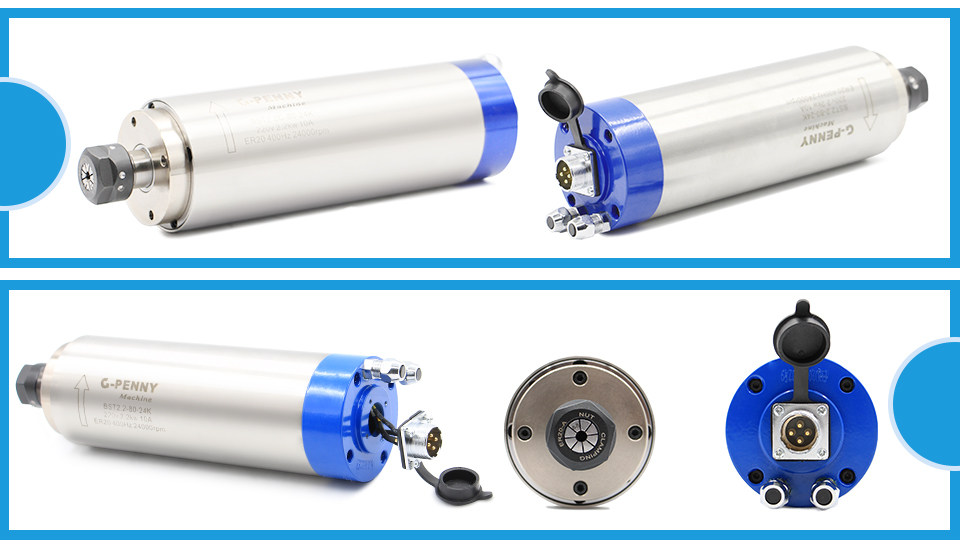 Шпиндель g-penny 220v 380v 2.2kw  水冷木工主轴电机er20 夹头 80mm 直径 G/penny machine