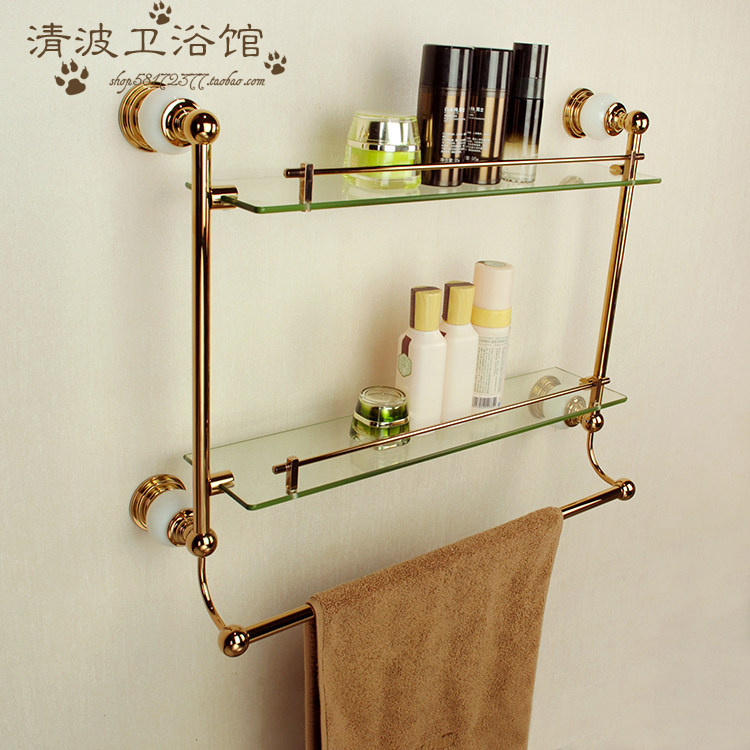 New Listed Honeyroom 2 Rose Gold Double Glazed Shelves Makeup Bench Cosmetic Racks BATHROOM RACKS-Taobao