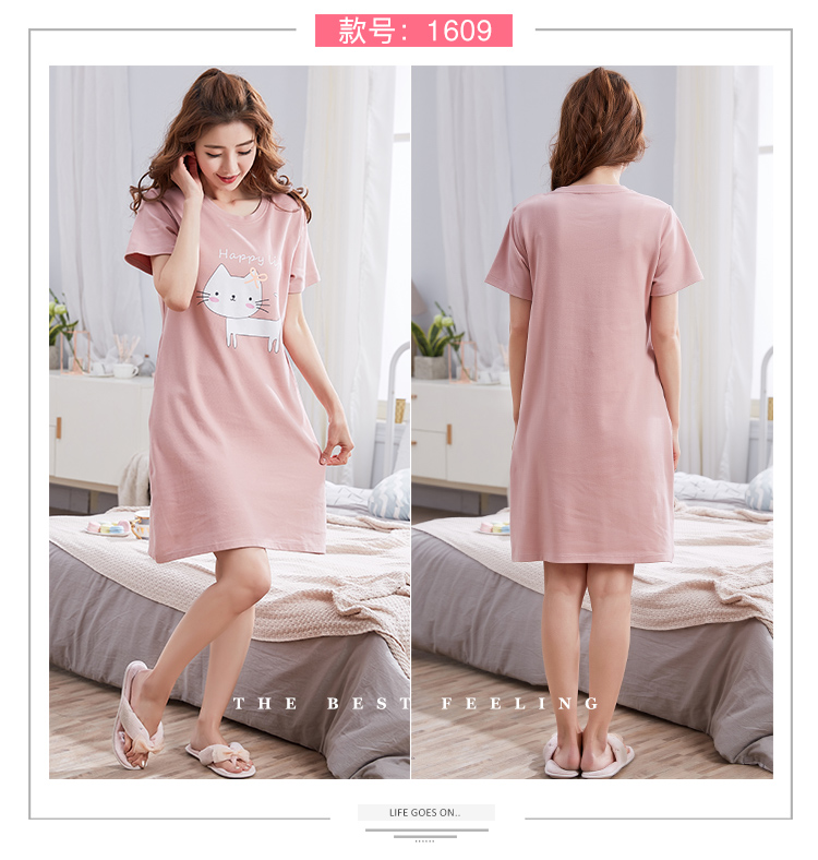 Hàn quốc phiên bản của nightdress nữ mùa hè cotton ngắn tay váy ngọt ngào dễ thương cộng với chất béo kích thước lớn đồ ngủ ít ladies home dịch vụ mùa hè