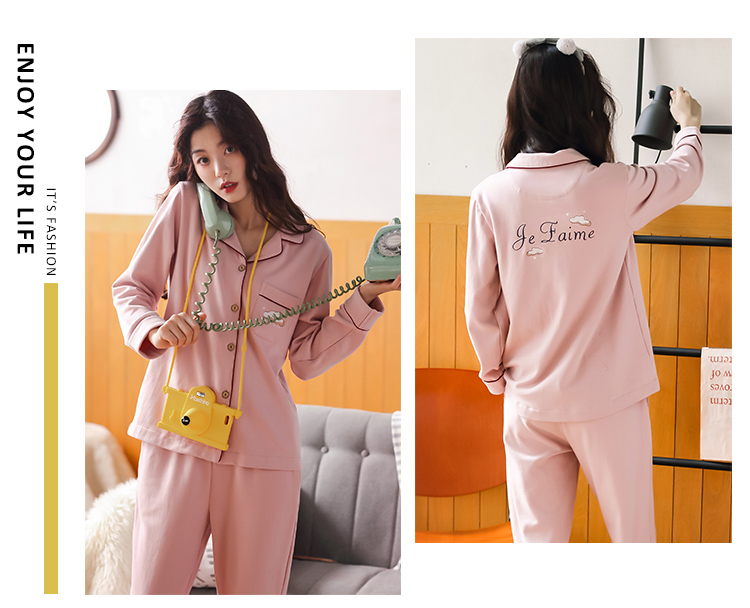 2 bộ đồ ngủ đôi nữ giá xuân hè thu đông cotton dài tay đồ ngủ nam phù hợp với đồ ngọt ngào và đáng yêu thời trang công sở