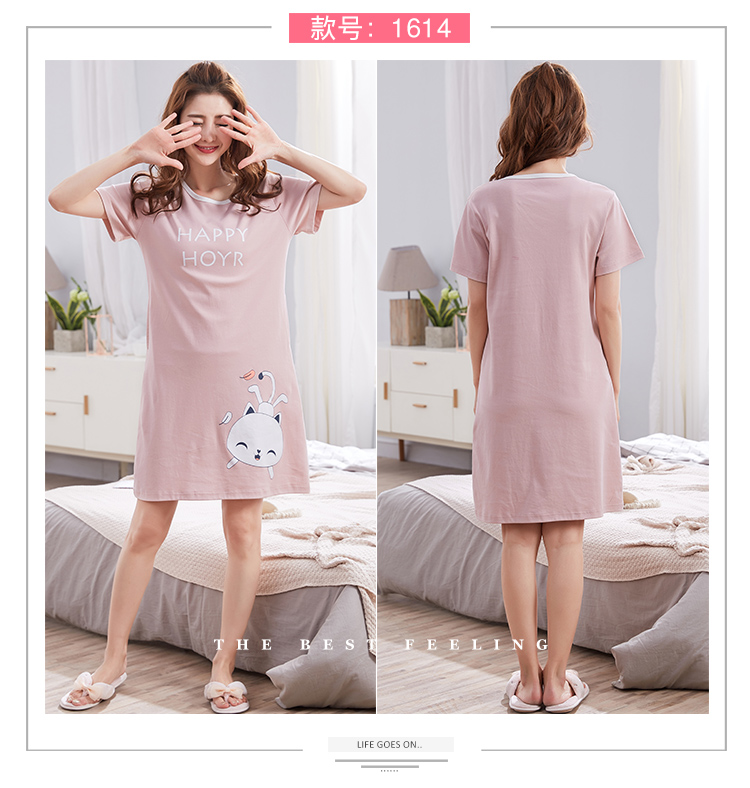 Hàn quốc phiên bản của nightdress nữ mùa hè cotton ngắn tay váy ngọt ngào dễ thương cộng với chất béo kích thước lớn đồ ngủ ít ladies home dịch vụ mùa hè