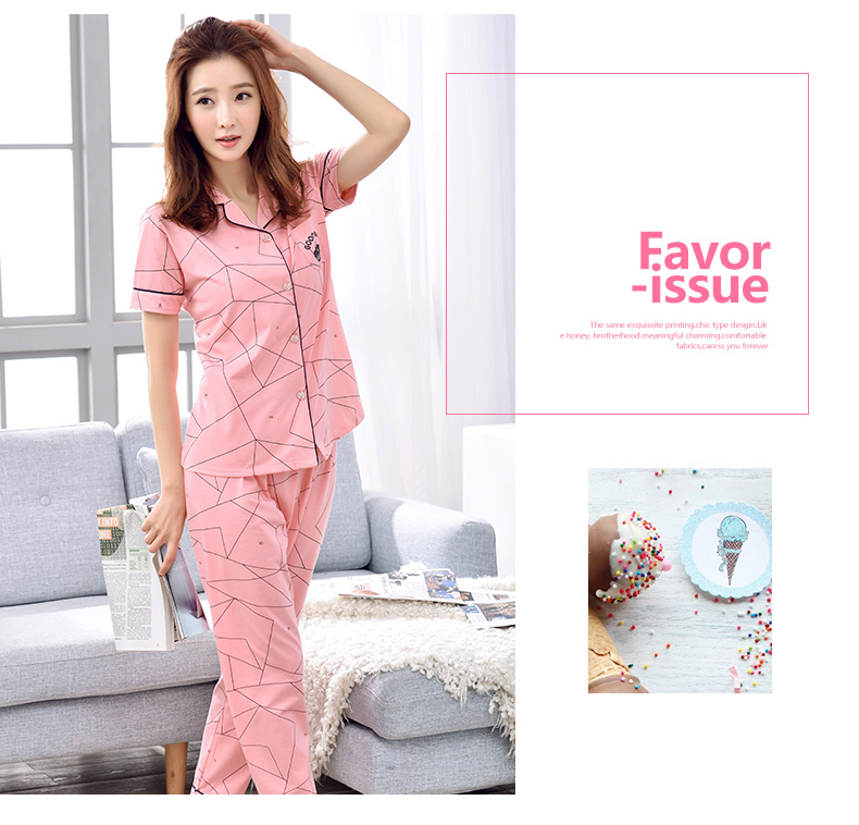 Đặc biệt hàng ngày đồ ngủ cotton ít phụ nữ mùa hè quần ngắn tay phù hợp với áo len mùa hè dễ thương XL bộ lụa mặc nhà