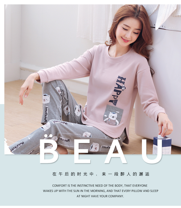 Đồ ngủ đặc biệt hàng ngày ít phụ nữ mùa xuân và mùa thu cotton dài tay ngọt ngào dễ thương phiên bản Hàn Quốc của bộ phim hoạt hình lỏng lẻo pijama đôi