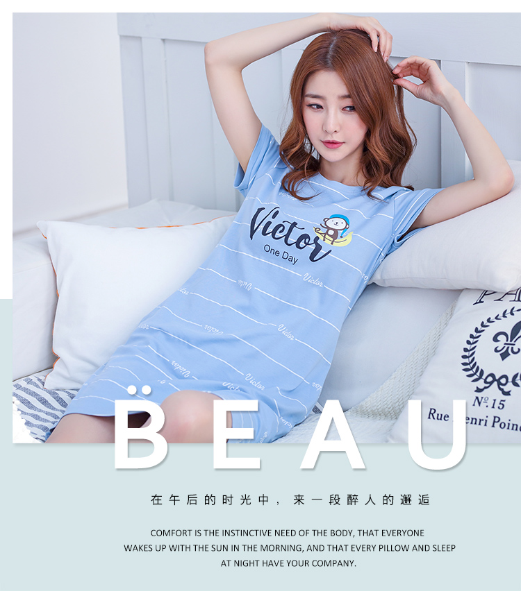 Hàn quốc phiên bản của nightdress nữ mùa hè cotton ngắn tay váy ngọt ngào dễ thương cộng với chất béo kích thước lớn đồ ngủ ít ladies home dịch vụ mùa hè