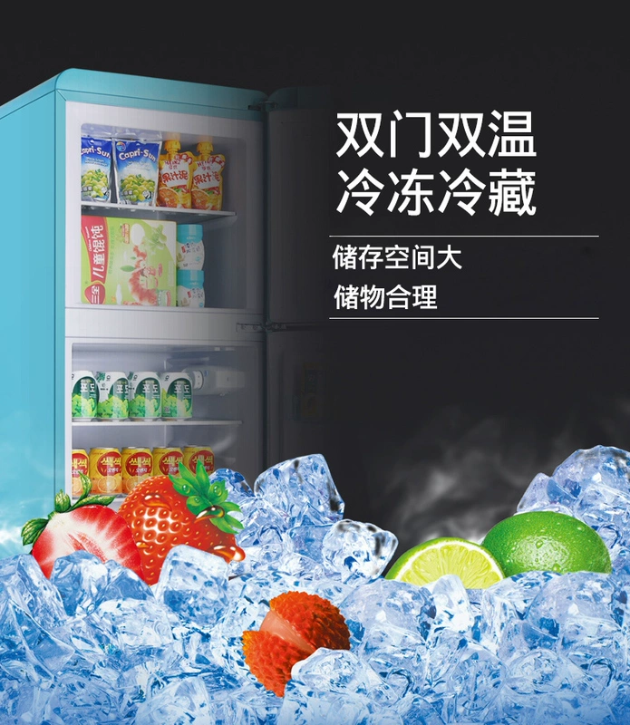 PANDA / Panda BCD-132 Tủ lạnh nhỏ Hộ gia đình Tủ lạnh Tủ lạnh Màu đông lạnh Cửa đôi Nhà Retro electrolux tủ lạnh