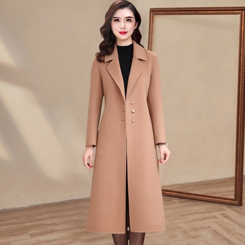 Women's Woolen Cashmere Coat 2023 New Winter Thickened Mid-Length Classy Elegant Over-The-Knee Woolen Coat Women's Woolen Cashmere Coat 2023 New Winter Thickened Mid-Length Classy Elegant Over-The-Knee Woolen Coat