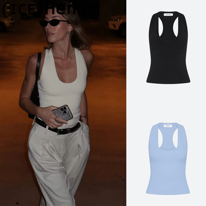 Ice Boutique Australian In-Stock Genuine Discount Henne Tank Top 26 Spring/Summer New Solid Color Racerback Camisole Top