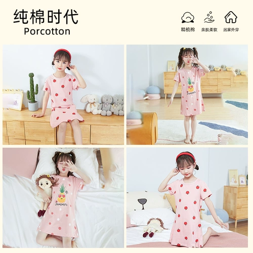 Летняя пижама, детская юбка, хлопковый наряд маленькой принцессы, подходит для подростков, короткий рукав