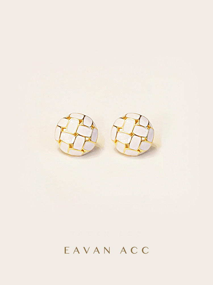 EAVAN ACC Margaret Enamel Plaid French Premium Vintage Earrings 2021 New Earren Ear Clip