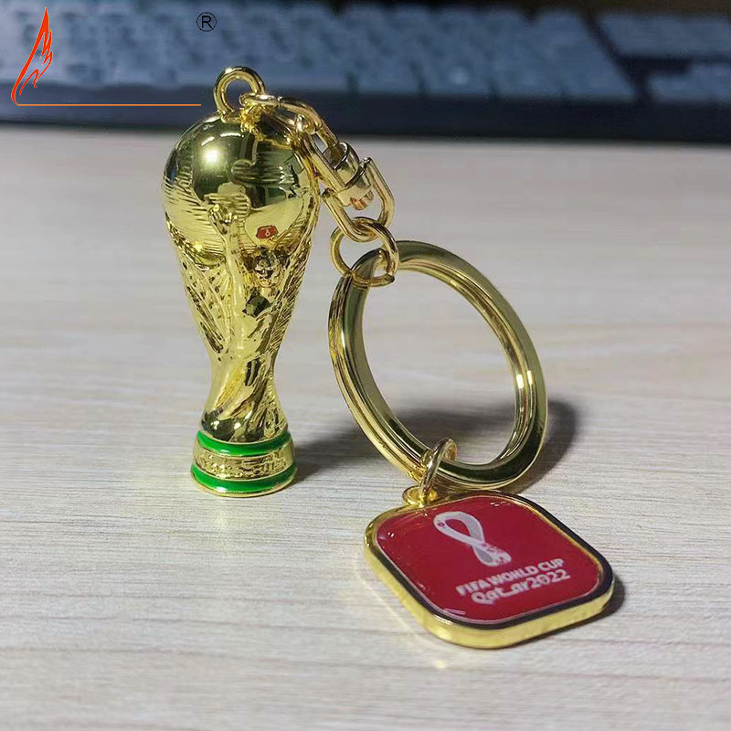 2022 New Football Key Mascot World Fans with Accent Memorial Handle of the Dali Cup Key Clock