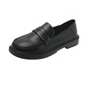 Small Leather Shoes, British Style Flats for Women, 2025 New Autumn and Winter Flat Loafers, Versatile Black Work Shoes, Slip-On
