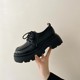 여성을위한 영국 스타일 두꺼운 밑창 작은 가죽 신발 2024 새로운 봄 다목적 블랙 jk 신발 플랫폼 로퍼 ins 트렌드
