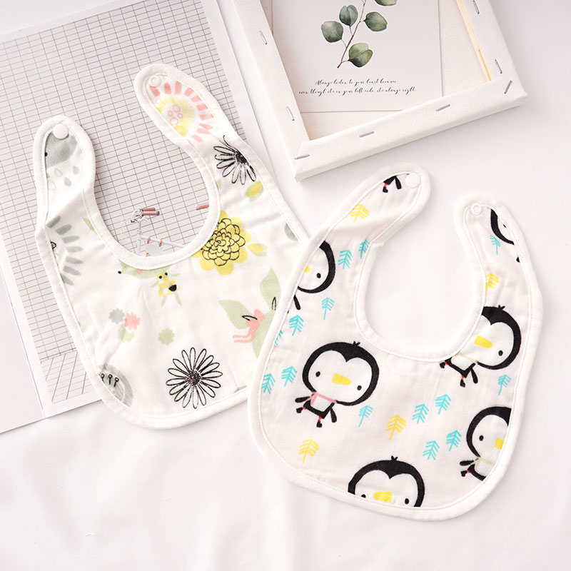 Tide Little Multi Summer Baby Saliva Towel Minimalist Cartoon Baby Pure Cotton Cloth Round Mouth Newborn Anti-Spitting Milk Bib 