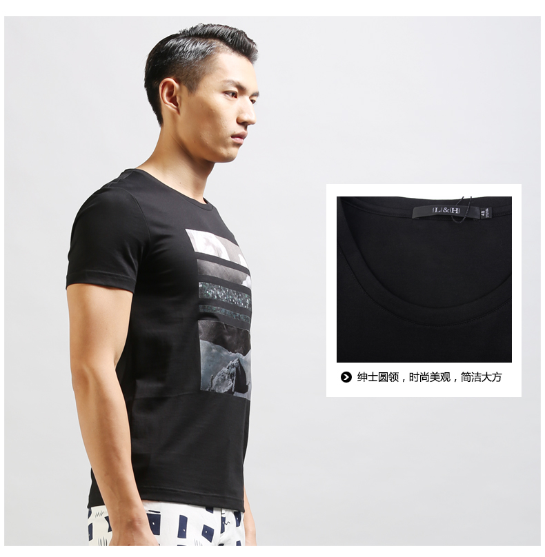 Luo Hao nam mùa hè cotton mỏng giản dị cổ tròn ngắn tay t-shirt nam thời trang cá tính in ấn thanh niên từ bi người đàn ông