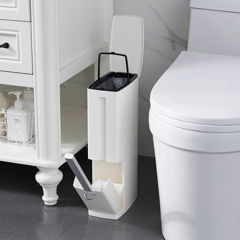Japanese Narrow Gap Trash Can for Bathroom, 10cm Ultra-Thin Small Rectangular Trash Can, Small Ultra-Thin Narrow Model