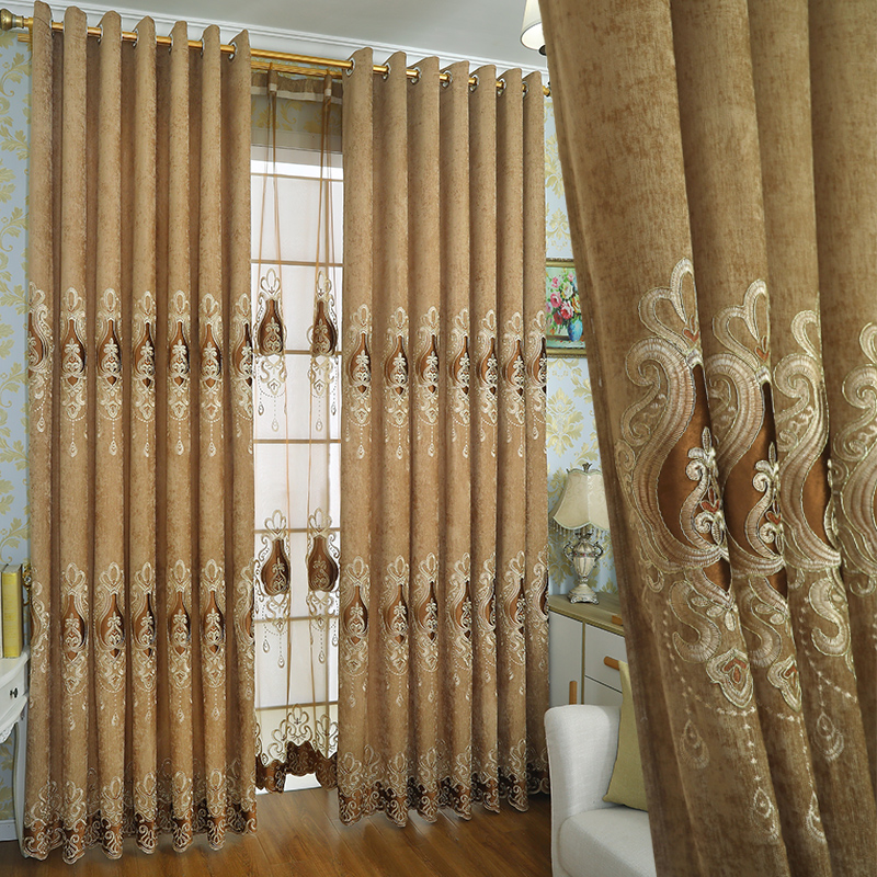 European embroidery curtains finished living room bedroom wedding room floor window lace lace lace lace lace shade cloth thicked