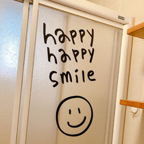 happysmile happy smiley face stickers English Nordic girl heart ins Wind text kitchen sliding door glass stickers