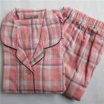 Gong pajamas ladies cotton short sleeve trousers lapel gauze cotton set thin cotton home wear summer