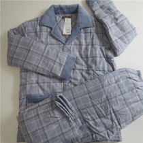 Mania pajamas mens cotton three-layer winter cotton long sleeve new home wear mens winter thick suit