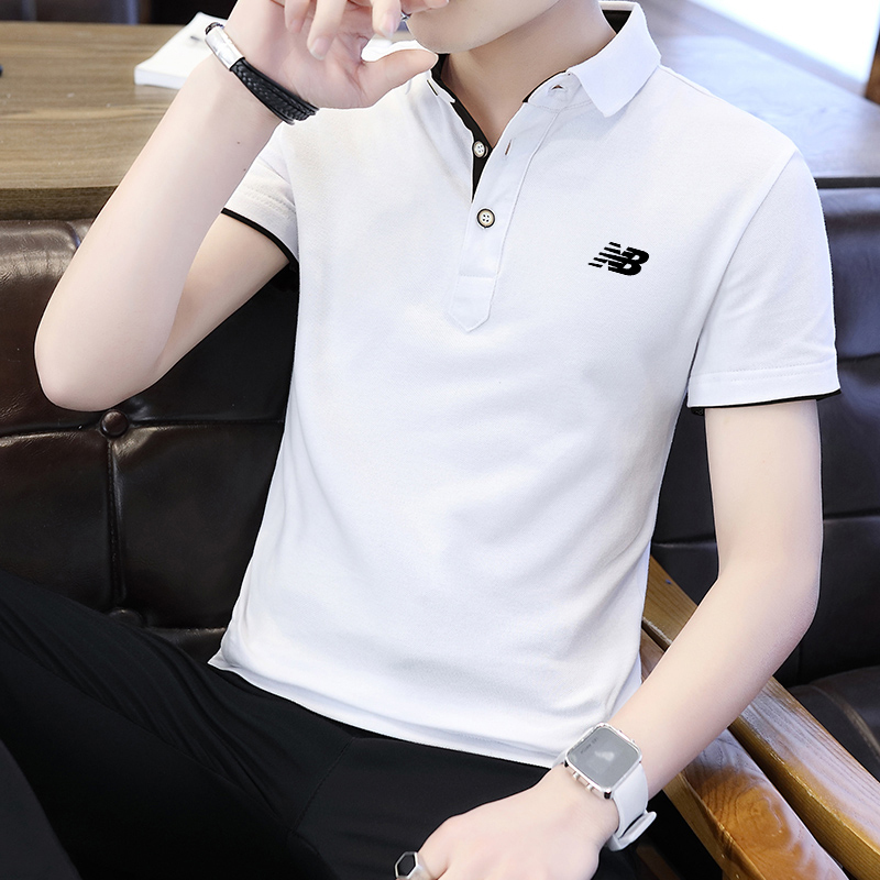 2025 New Balance Short-Sleeved Polo Shirt Men's Summer Trendy Sports T-Shirt Lapel Pure Cotton Half-Sleeve Slim Fit
