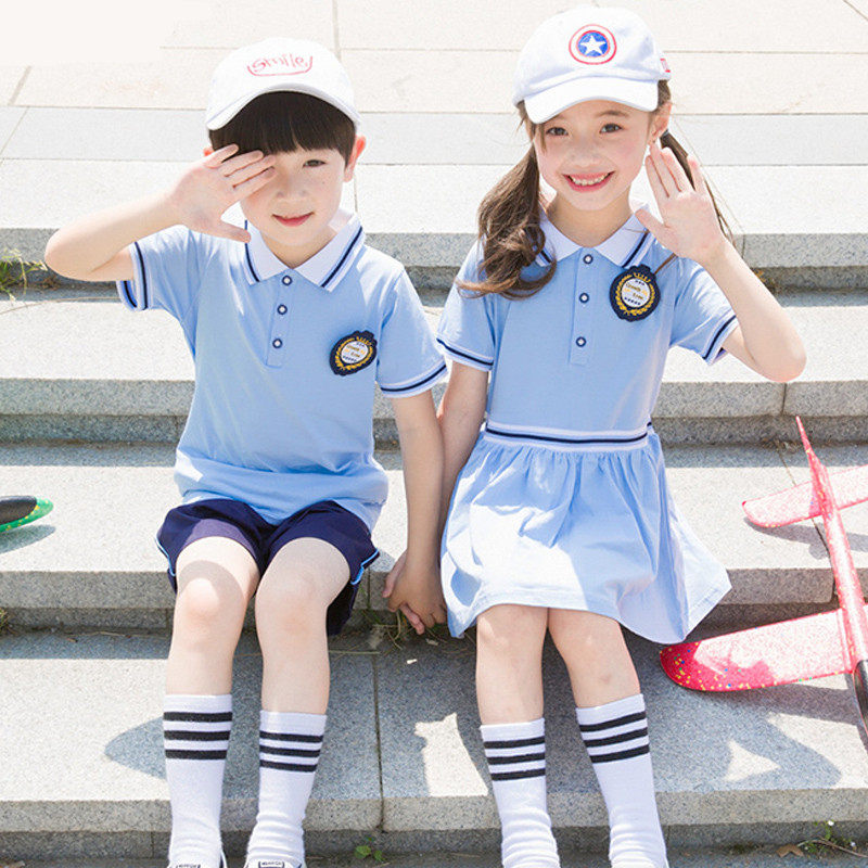 Kindergarten Garden Uniform Summer Clothing Ingléen Winn Pure Cotton Blue Children Banswear Suit Elementary School Students Summer School Uniforms Graduation Photos-Taobao