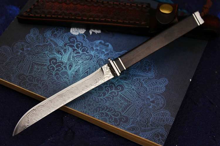 Dao cửa hàng thép Damascus dao nhỏ nhỏ dao thẳng với bộ sưu tập sắc nét dao quà tặng dao da trường hợp - Công cụ Knift / công cụ đa mục đích