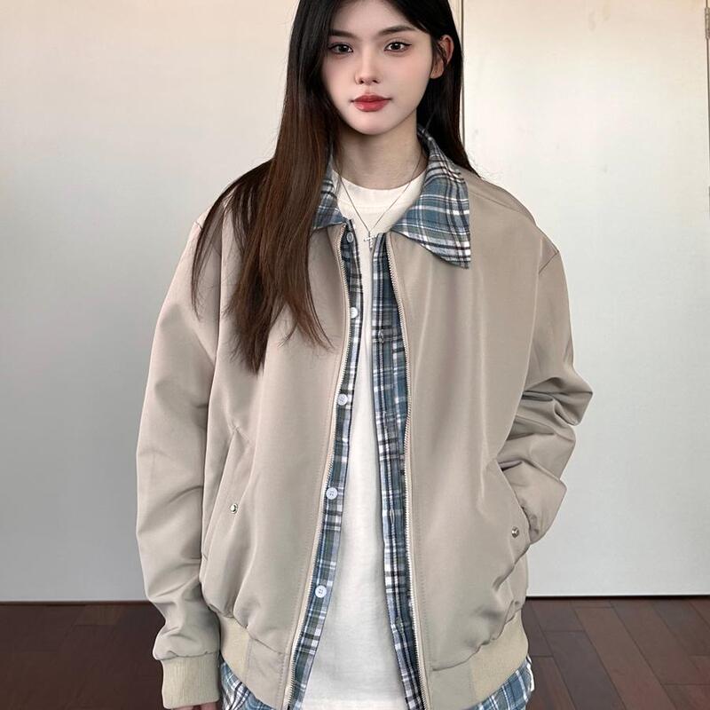 Ahcn Has High Aspirations, American-Style Cleanfit Fake Two-Piece Flannel Shirt, Ma1 Lapel Jacket, Men's Style Ahcn Has High Aspirations, American-Style Cleanfit Fake Two-Piece Flannel Shirt, Ma1 Lapel Jacket, Men's Style