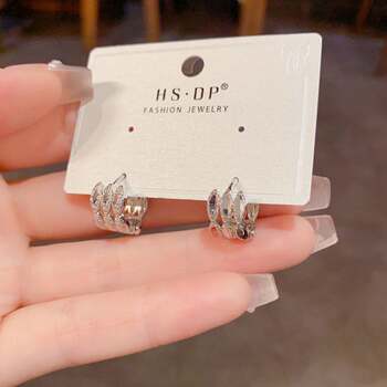 Counter official french retro fashion simple metal geometric earrings feminine personality unique design high-end