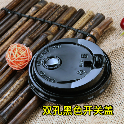 Disposable cup lid 88 89 90 caliber milk tea cup lid plastic cup beverage cup paper cup lid double hole switch lid