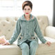 Middle-aged and elderly coral fleece pajamas women's autumn and winter thickened plus velvet flannel middle-aged mother warm home service suit