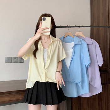 Summer dopamine ໃສ່ເສື້ອ chic ສອງຊິ້ນປອມສໍາລັບແມ່ຍິງທີ່ມີໄຂມັນບວກກັບຄົນອັບເດດ: ຄົນອັບເດດ: ສີທີ່ກົງກັນຂ້າມກັບເສື້ອແຂນສັ້ນ