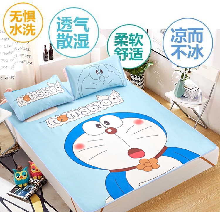 Mùa hè ký túc xá sinh viên hoạt hình băng lụa mat ba mảnh đặt 0,9 / 1,2 / 1,5 / 1,8 m giặt gấp nệm nước cho người bệnh