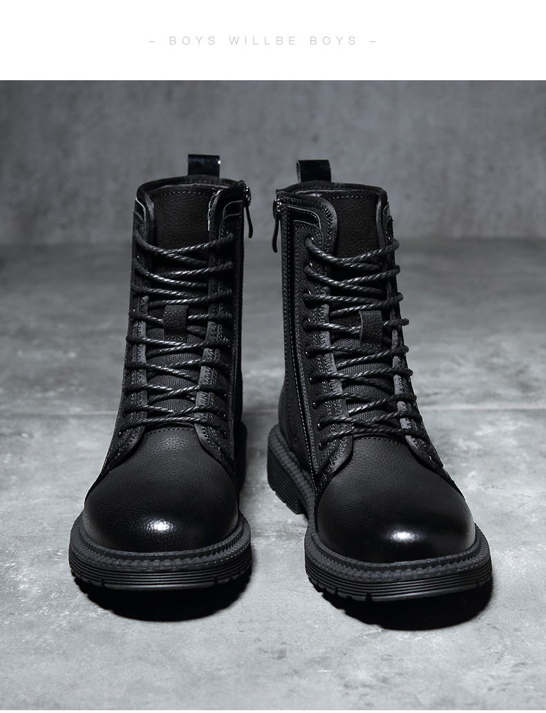 Giày boot nam mới trong phiên bản Hàn Quốc của xu hướng giày cao cổ nam giúp giày nam cotton đa năng [cửa hàng vua nhện Nhật Bản và Thái Lan] giày nam cổ lửng da bò
