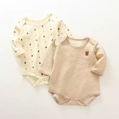 Baby toddler baby color cotton pure cotton autumn and winter pullover air layer long-sleeved romper bag fart clothes bag hip clothes jumpsuit