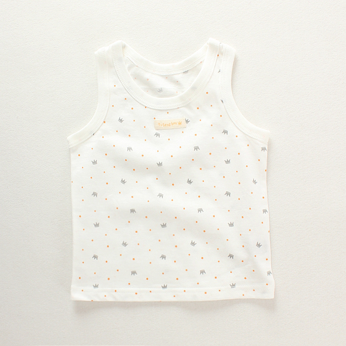 Mùa hè Nhật Bản mới cậu bé bé gái trong cậu bé lớn tay áo thun cotton jersey vest vương miện 3 màu.