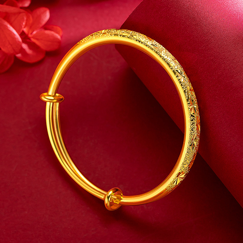 Gold-Plated Silver Bracelet, Jiuguan Premium Bracelet for Women, Versatile Solid Push-Pull Bracelet