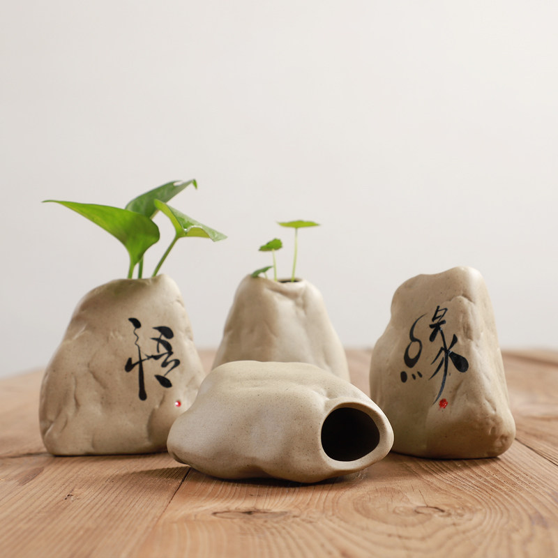 Zen hydroponic vase ornament entry hydroponic green planter ware tungsten ceramic desktop TV cabinet personality small flowerware