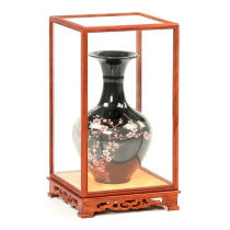 Red Wood Carved Wood Red Wood Red Flowers Pear Pagoing Cage of Buddha Venus Antique Crafts Display Case Glass Cover Dust Cover