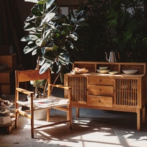 MUMO Wood Ink Small Dining Side Cabinet Grid Cherry Wood Black Walnut Wood Solid Wood Cabinet Dining Room Solid Wood Furniture