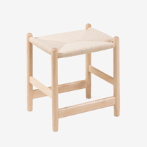 MUMO wood ink Shark style woven dressing stool white maple black walnuts solid wood stool for changing shoes stool living-room bedroom short stool