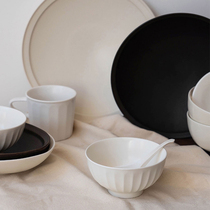 Melt White Ceramic Studio Cutlery Subport Series Rice Bowl Flat Pan Deep Disc boat tray