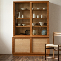 MUMO Wood Ink Large Vessel Cabinet Nordic Cherry Log Storage Display Cabinet Day Type Solid Wood Containing Bookcase