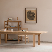 MUMO wood ink with shape long table table large plate white wax wood dining table workbench book room restaurant solid wood furniture