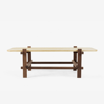 (New Seconds Beat Low Fold Consult Live) Black & White Tea Table Black Walnuts White Wax Log Solid Wood Tea Table