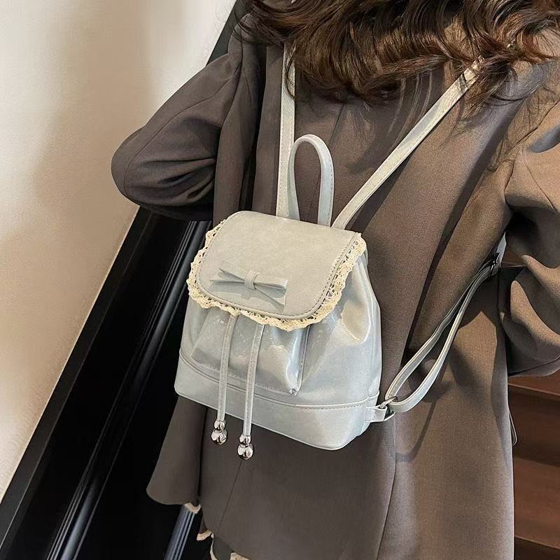 Gentle Style Lace Bow Niche Mini Backpack for Women, New Fashion Versatile Handbag Travel Small Backpack