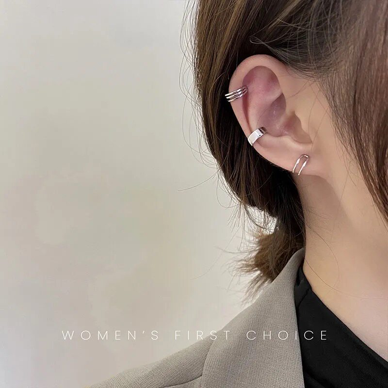 2021 Spring New Aural Truncato Earbone Clip Temperament Net Red Ear Clip Lady Brief About 100 Hitch Earrings Earrings