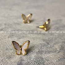 S925 sterling silver needle temperament simple shell butterfly earring nail nail hypoallergenic female Net Red student personality female